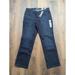 Lee Jeans Womens 12P Petite Blue Blue Relaxed Fit Straight Leg High‎ Rise Denim